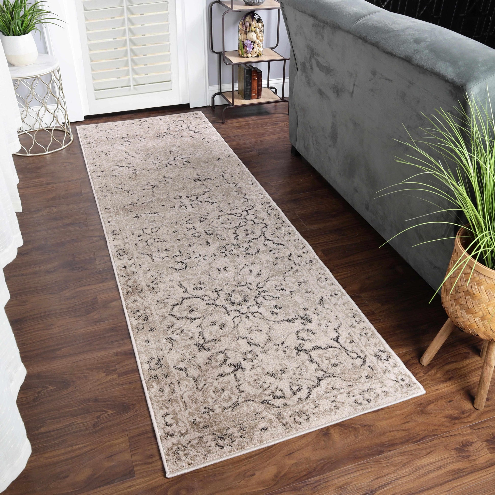 Caine Distressed Florals Modern Indoor Area Rug - Bronze
