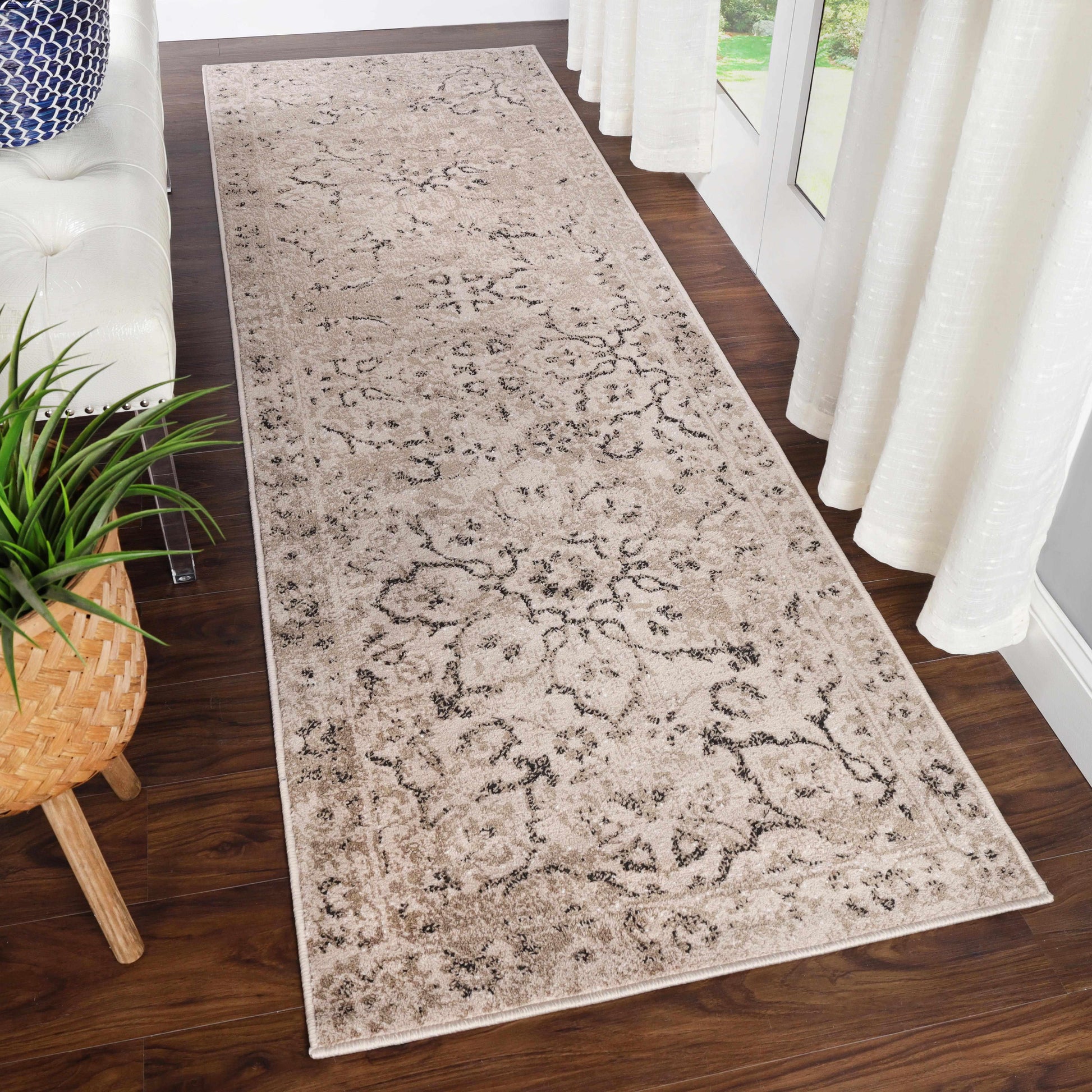Caine Distressed Florals Modern Indoor Area Rug - Bronze