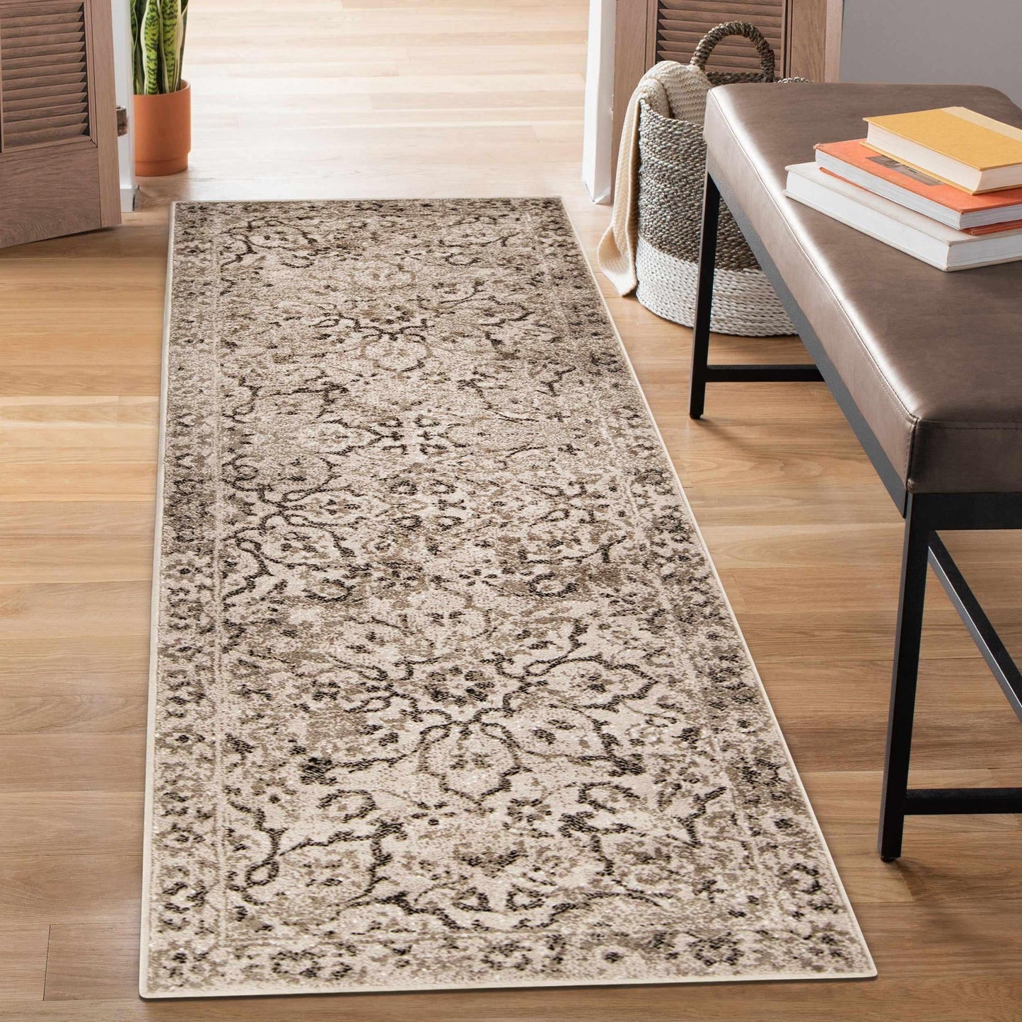 Caine Distressed Florals Modern Indoor Area Rug - Bronze