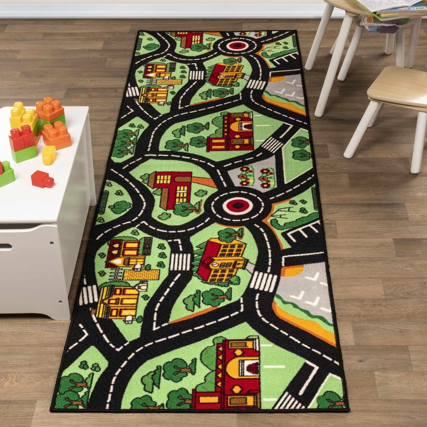  City-Cruising Non-Slip Kids Indoor Washable Area Rug or Runner