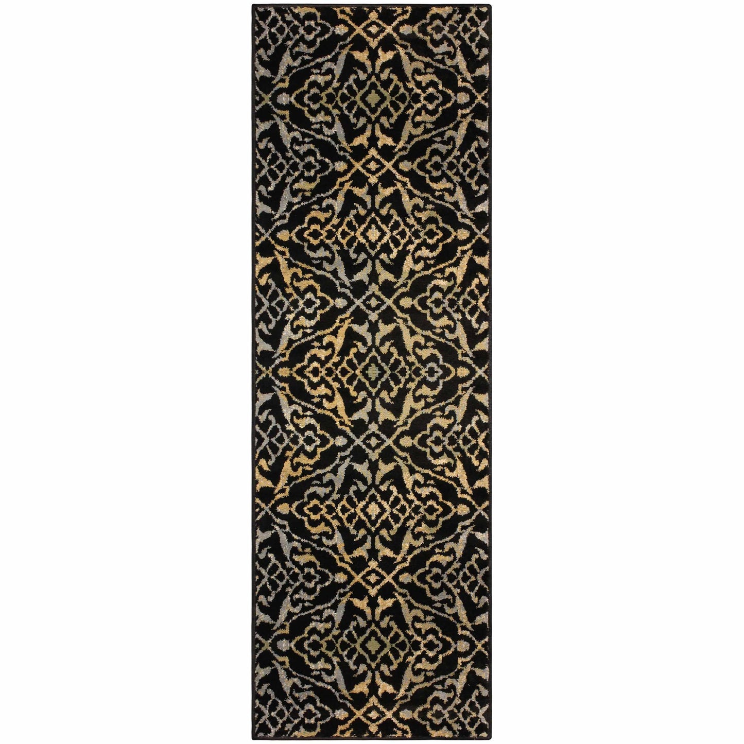 Superior Corbin Contemporary Damask Area Rug - Black