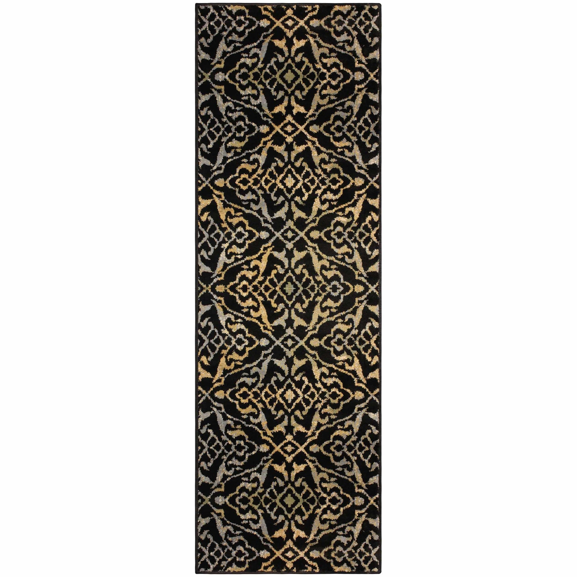 Superior Corbin Contemporary Damask Area Rug - Black