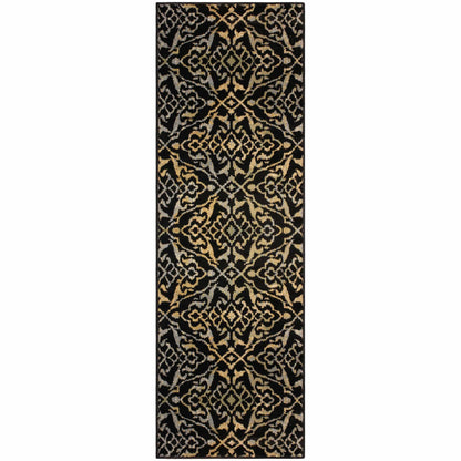 Superior Corbin Contemporary Damask Area Rug - Black
