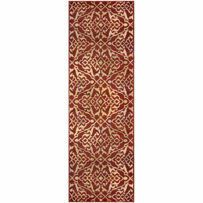 Superior Corbin Contemporary Damask Area Rug - Red