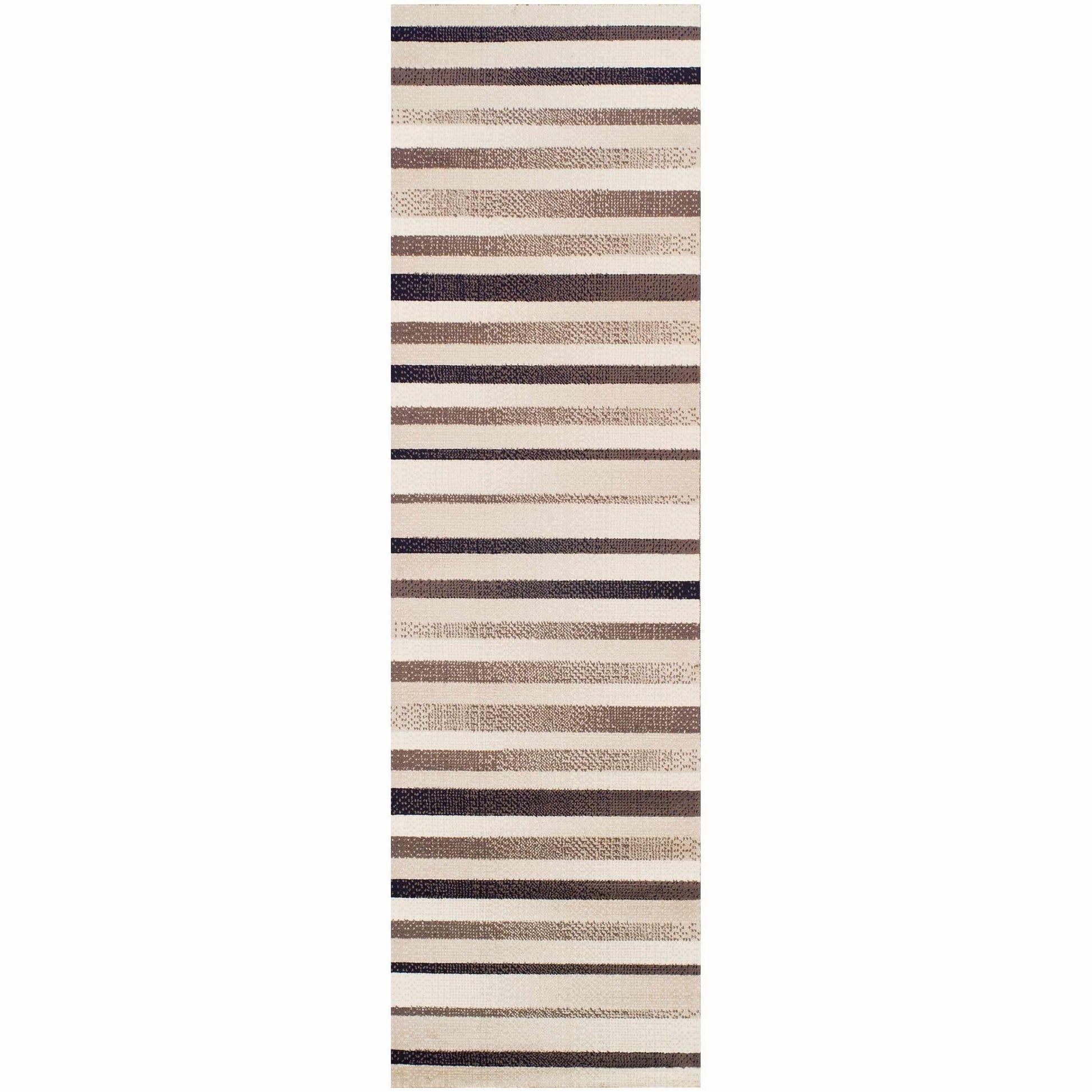 Superior Corona Striped Contemporary Area Rug - Beige