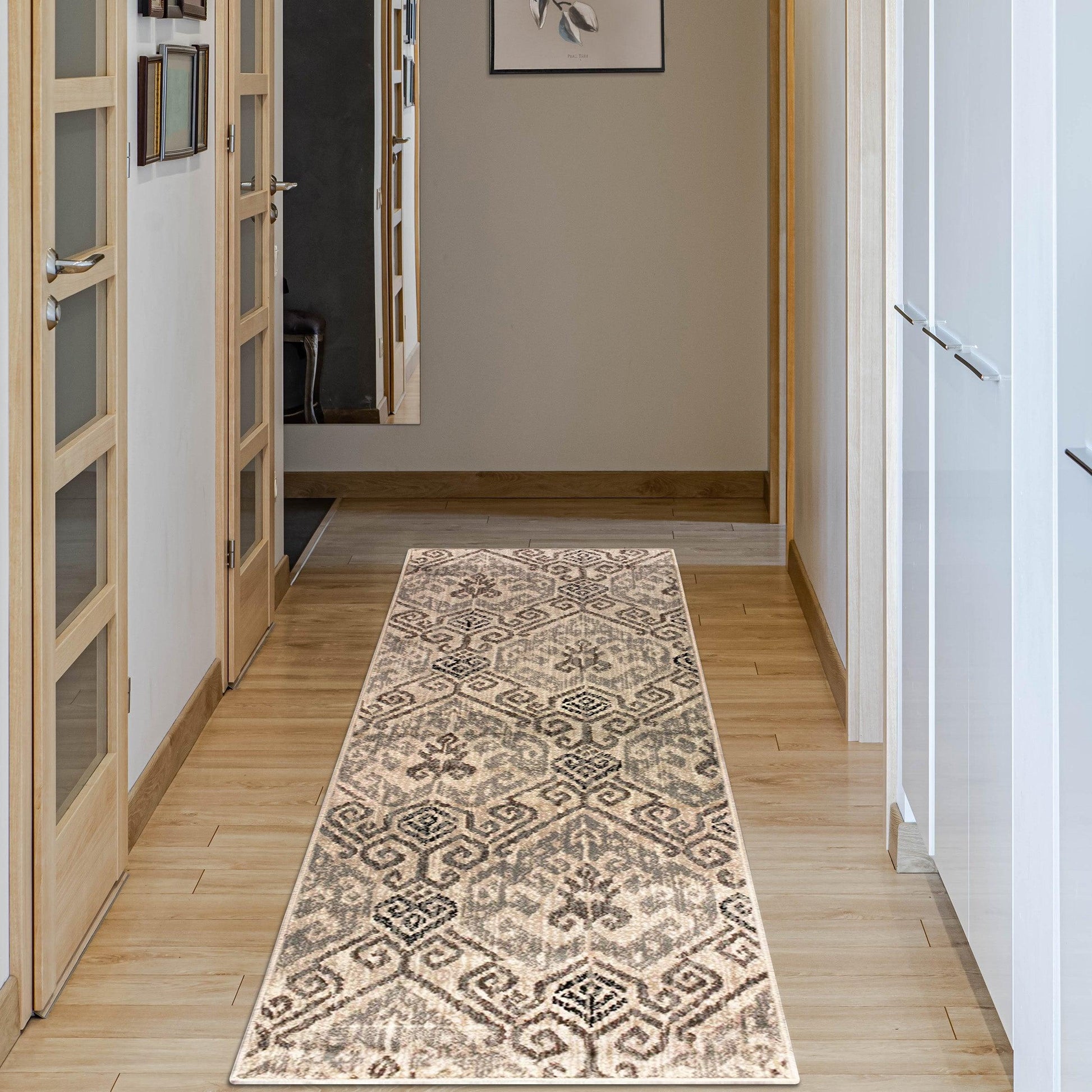  Superior Distressed Southwestern Tribal Area Rug - Light Blue