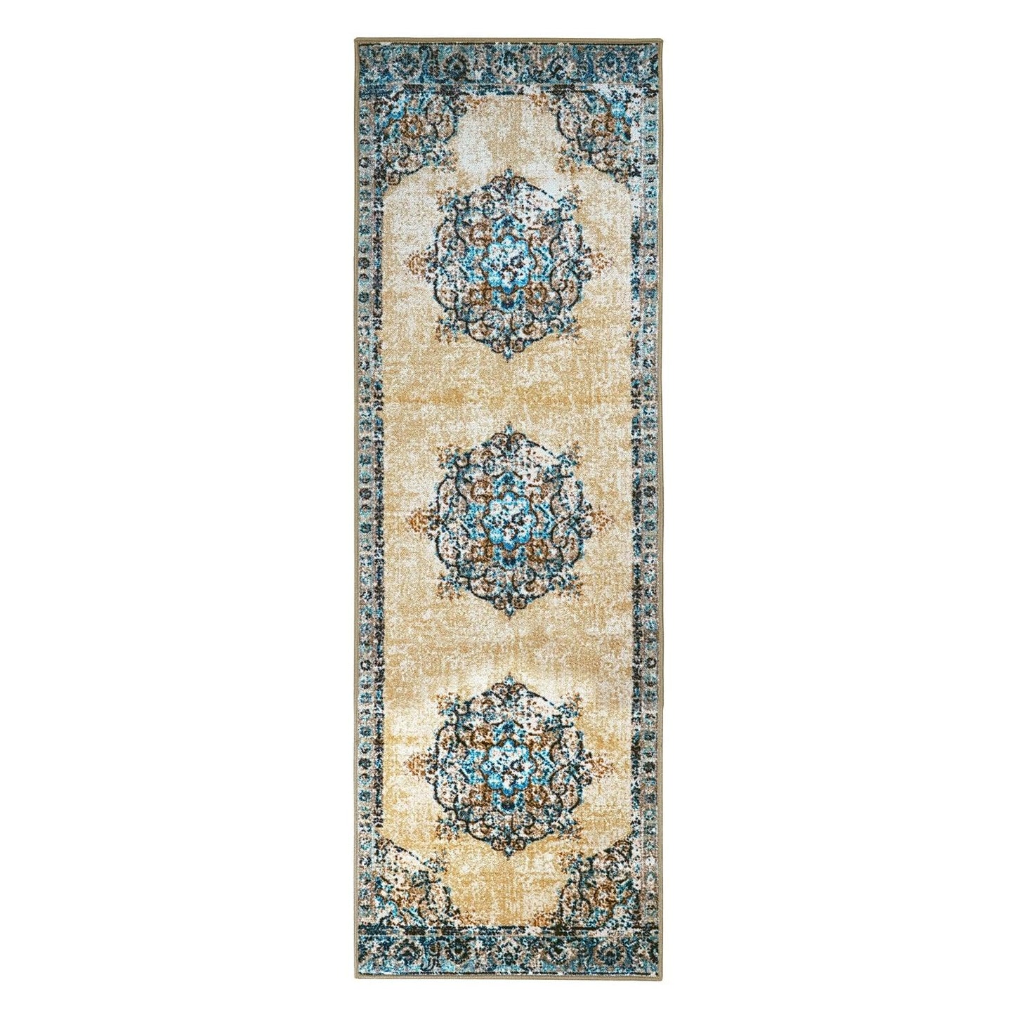 Superior Decklan Floral Medallion Indoor Area Rug or Runner Rug - Cream