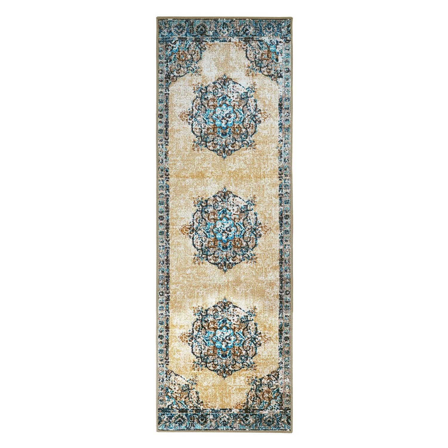 Superior Decklan Floral Medallion Indoor Area Rug or Runner Rug - Cream
