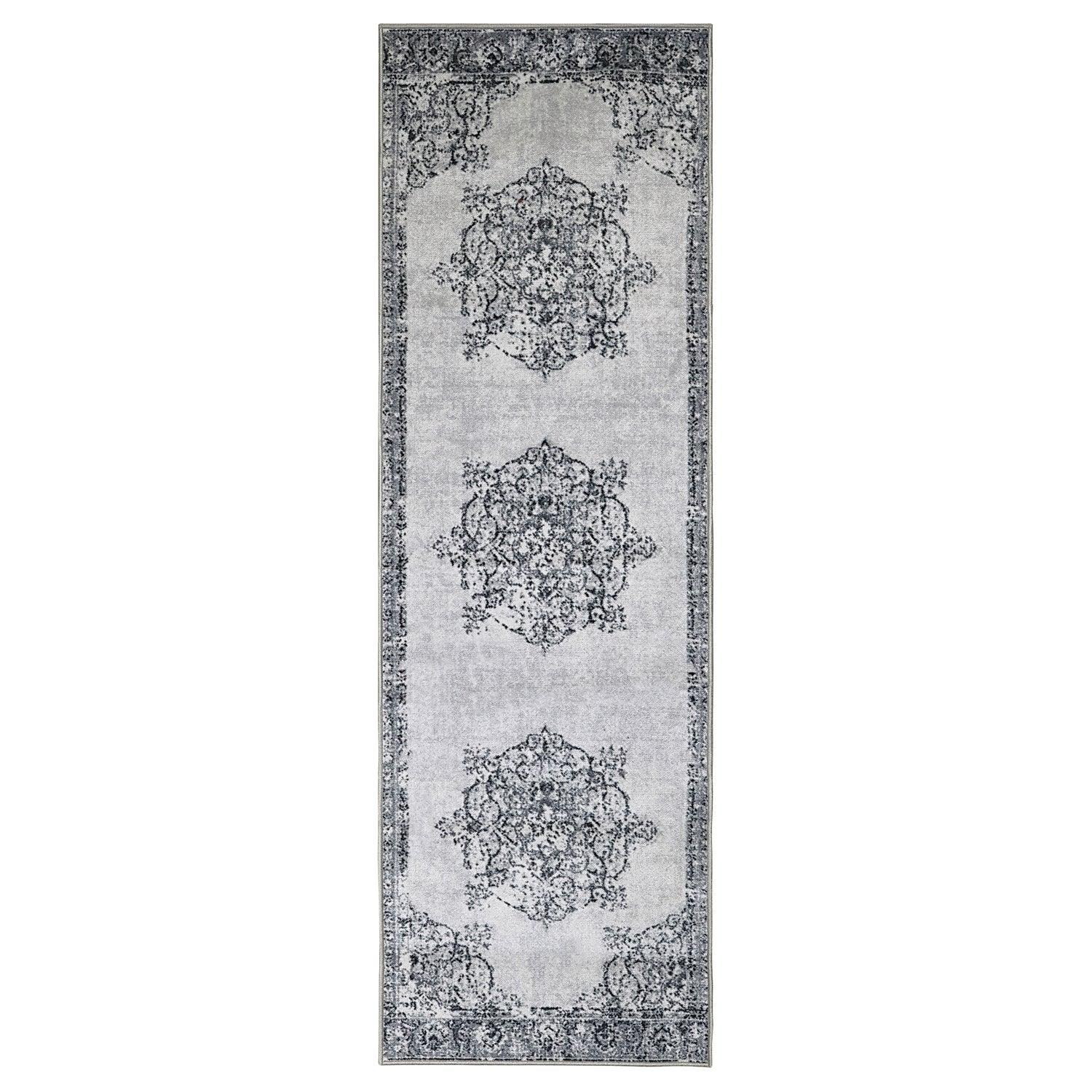 Superior Decklan Floral Medallion Indoor Area Rug or Runner Rug - Grey