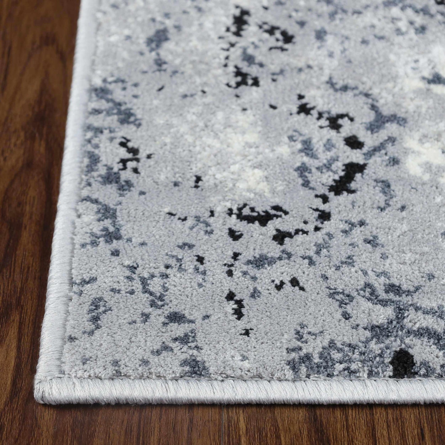 Superior Modern Distressed Medallion Indoor Area or Runner Rug - Platinum