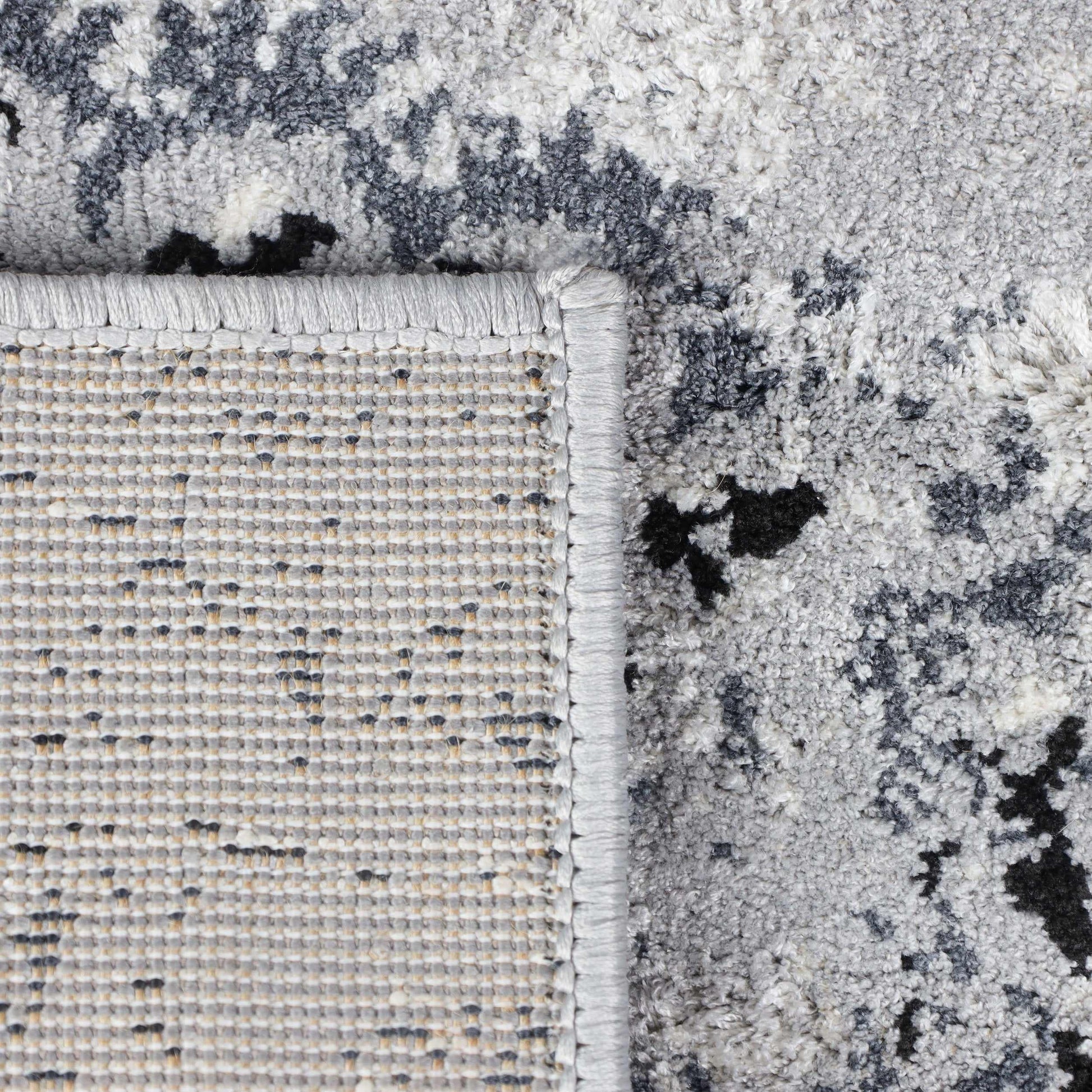 Superior Modern Distressed Medallion Indoor Area or Runner Rug - Platinum