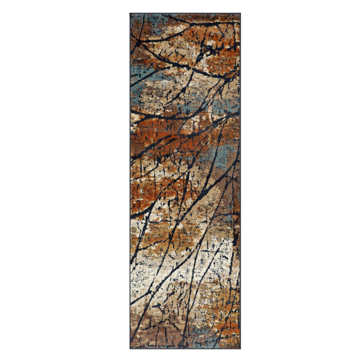 Superior Fifi Modern Branches Indoor Area Rug or Runner - Blue-Cream