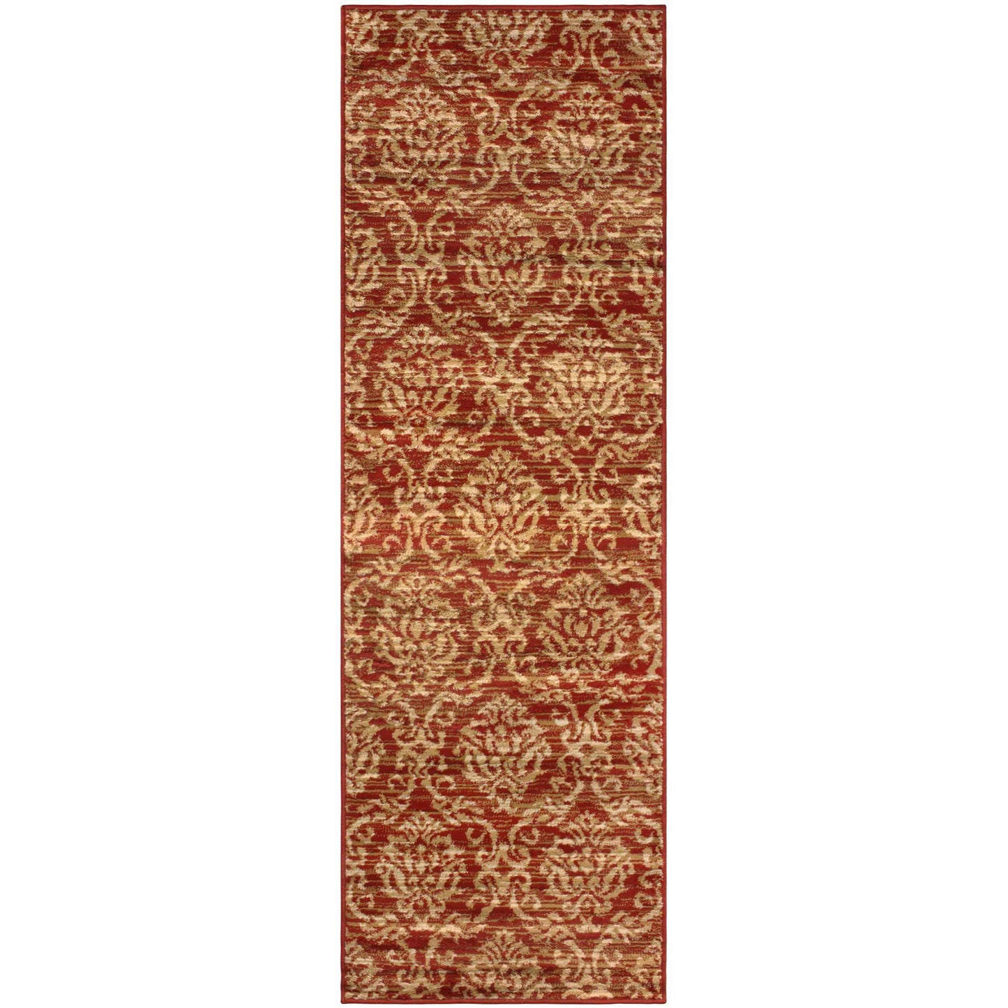 Superior Fleur Distressed Damask Area Rug - Red