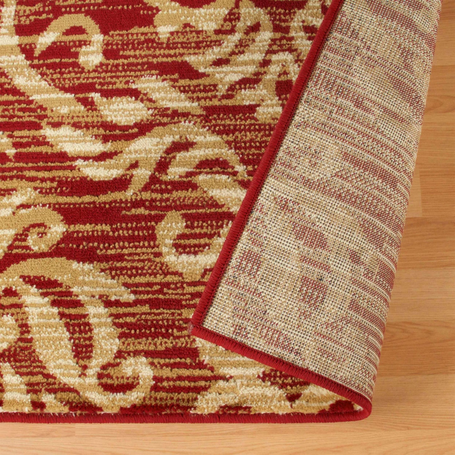  Superior Fleur Distressed Damask Area Rug - Red