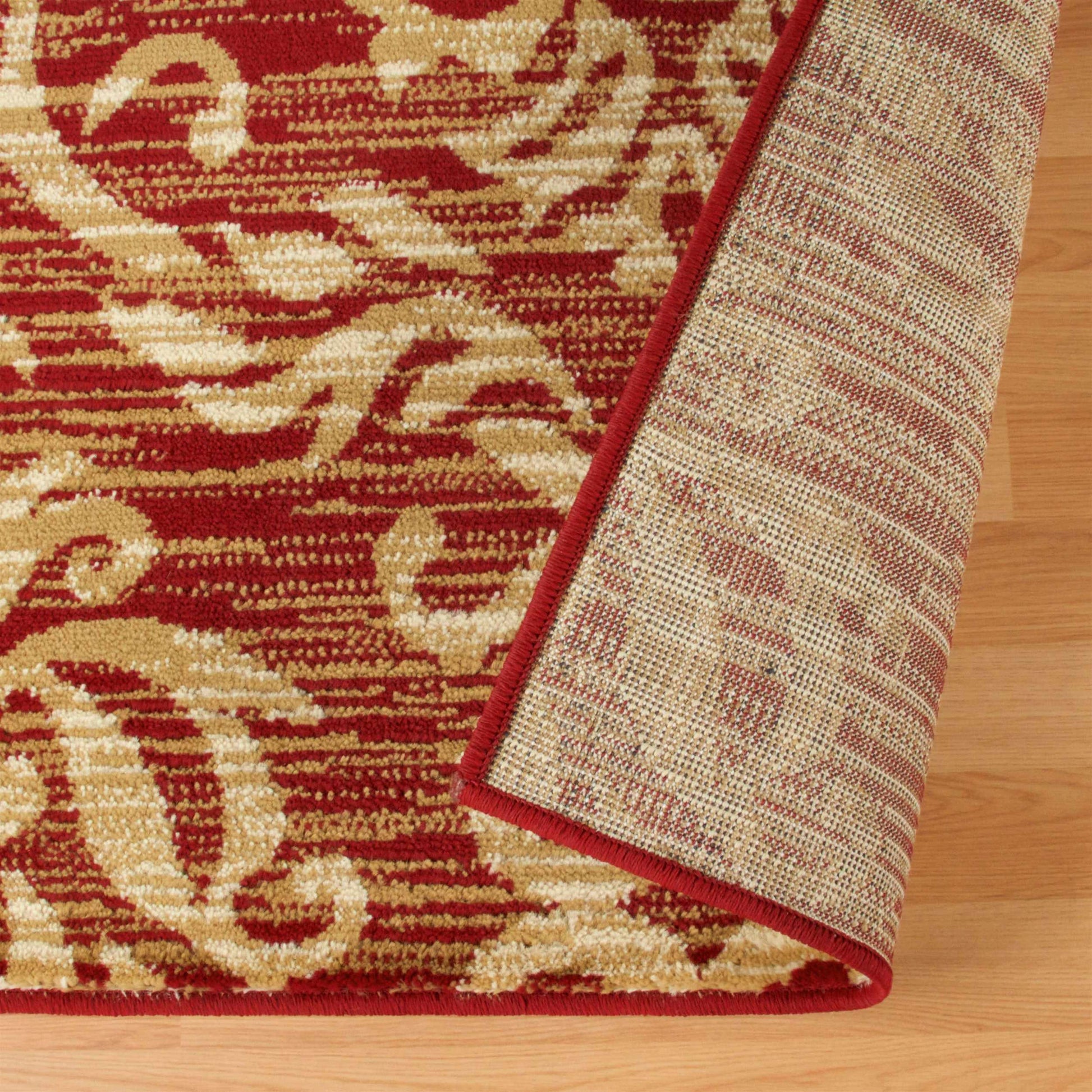  Superior Fleur Distressed Damask Area Rug - Red