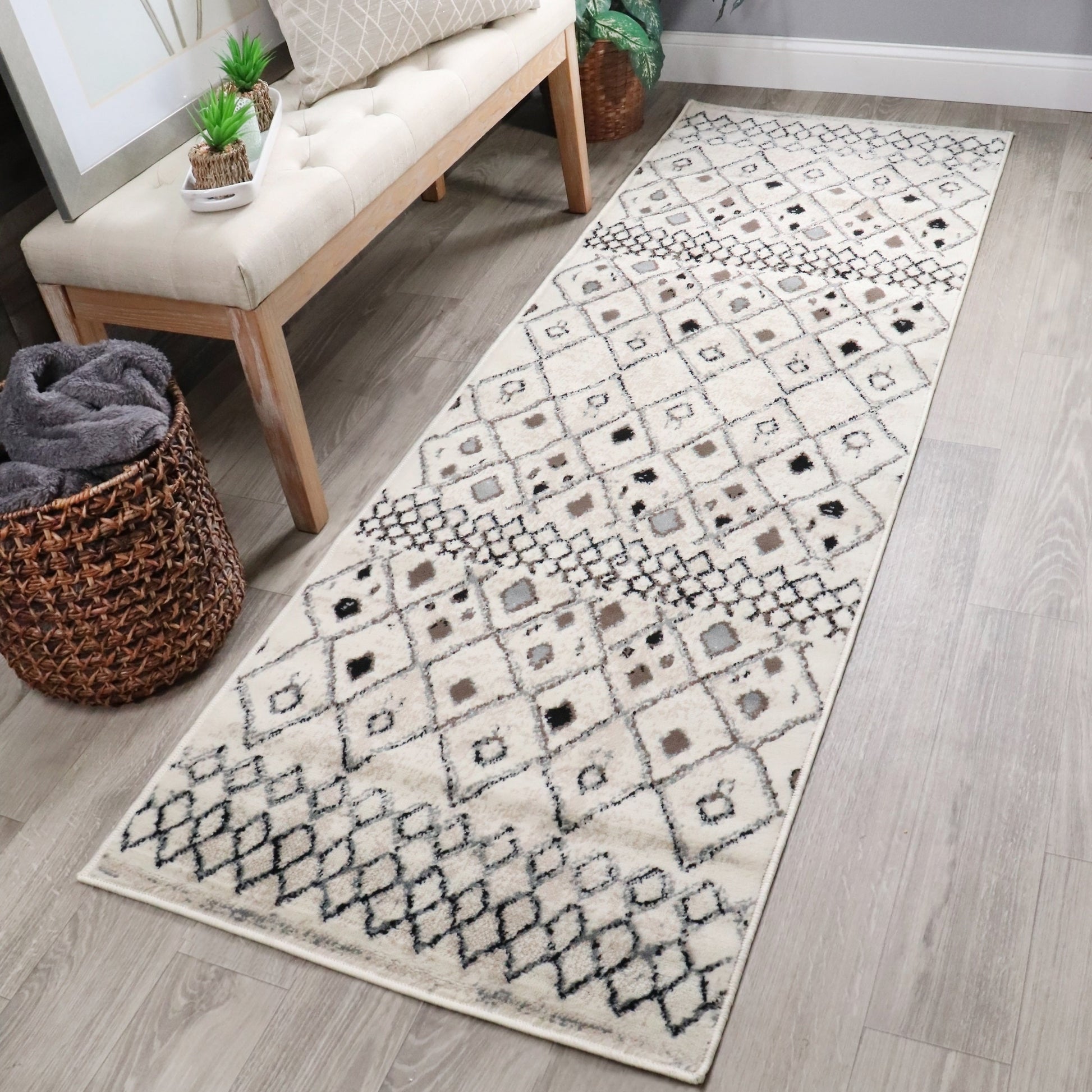 Tripp Modern Lattice Jute Backing Indoor Area Rug - Slate