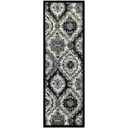  Superior Hayden Baroque Medallion Trellis Area Rug - Black