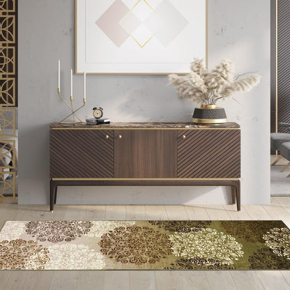  Superior Hedena Traditional Non-Slip Geometric Floral Indoor Washable Area Rug - Brown
