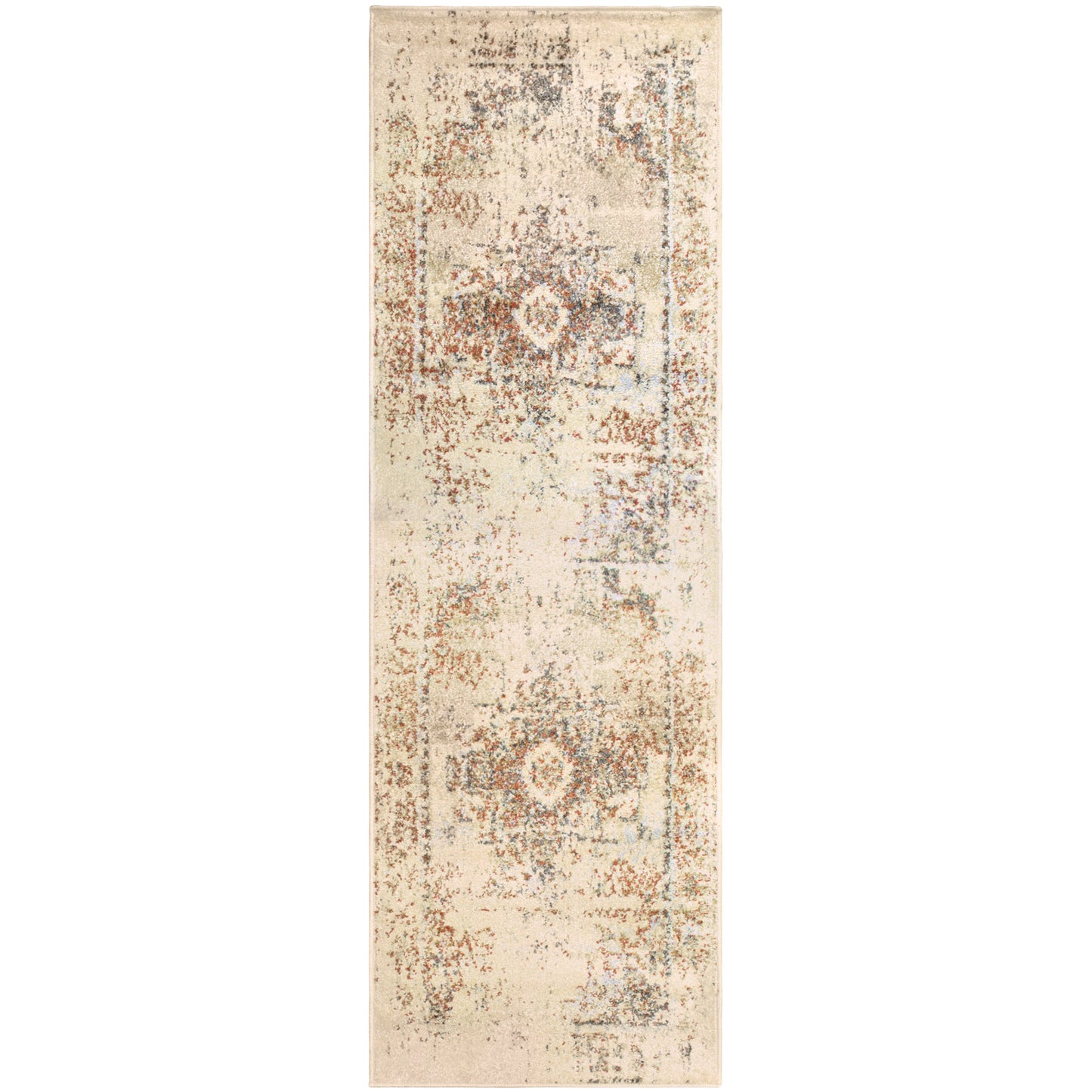  Superior Jaxon Heavily Distressed Medallion Area Rug - Cream