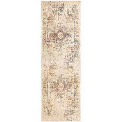  Superior Jaxon Heavily Distressed Medallion Area Rug - Cream