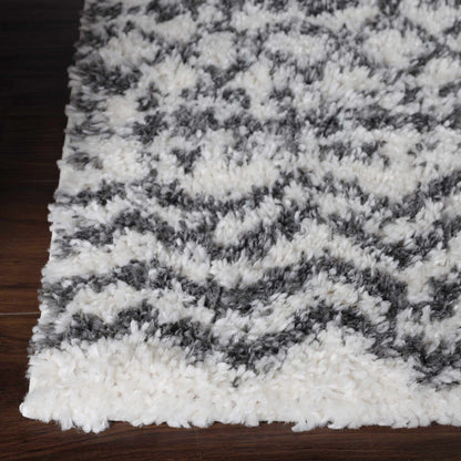  Superior Boho Geometric Indoor Plush Shag Area Rug - Black-Cream