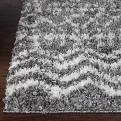  Superior Boho Geometric Indoor Plush Shag Area Rug - Cream-Black