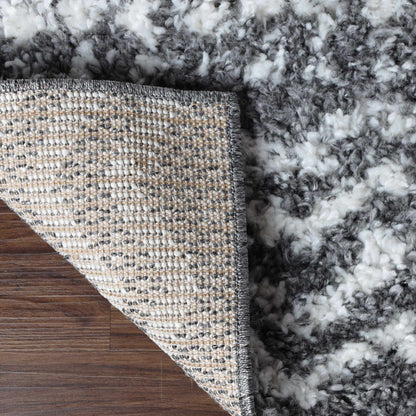  Superior Boho Geometric Indoor Plush Shag Area Rug - Cream-Black