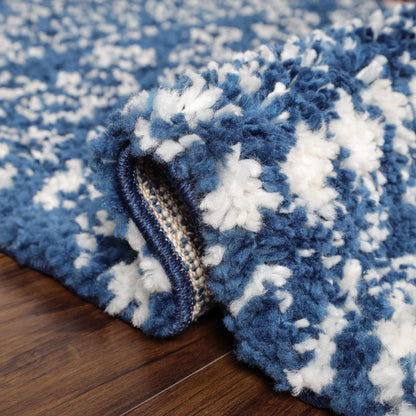  Superior Boho Geometric Indoor Plush Shag Area Rug - Cream-Blue