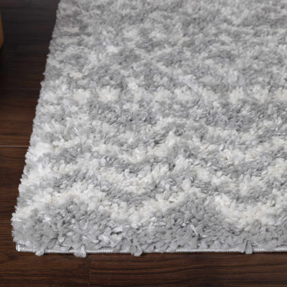  Superior Boho Geometric Indoor Plush Shag Area Rug - Cream-grey