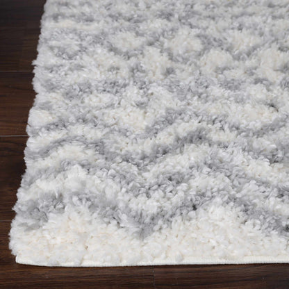  Superior Boho Geometric Indoor Plush Shag Area Rug - Grey-Cream