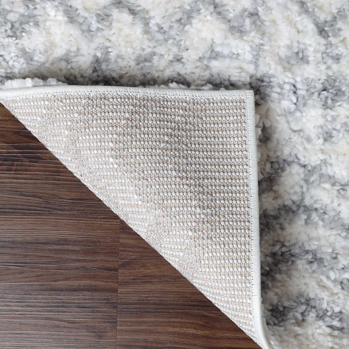  Superior Boho Geometric Indoor Plush Shag Area Rug - Grey-Cream