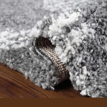  Superior Bohemian Geometric Indoor Plush Shag Area Rug with Tassels - Cream-Black