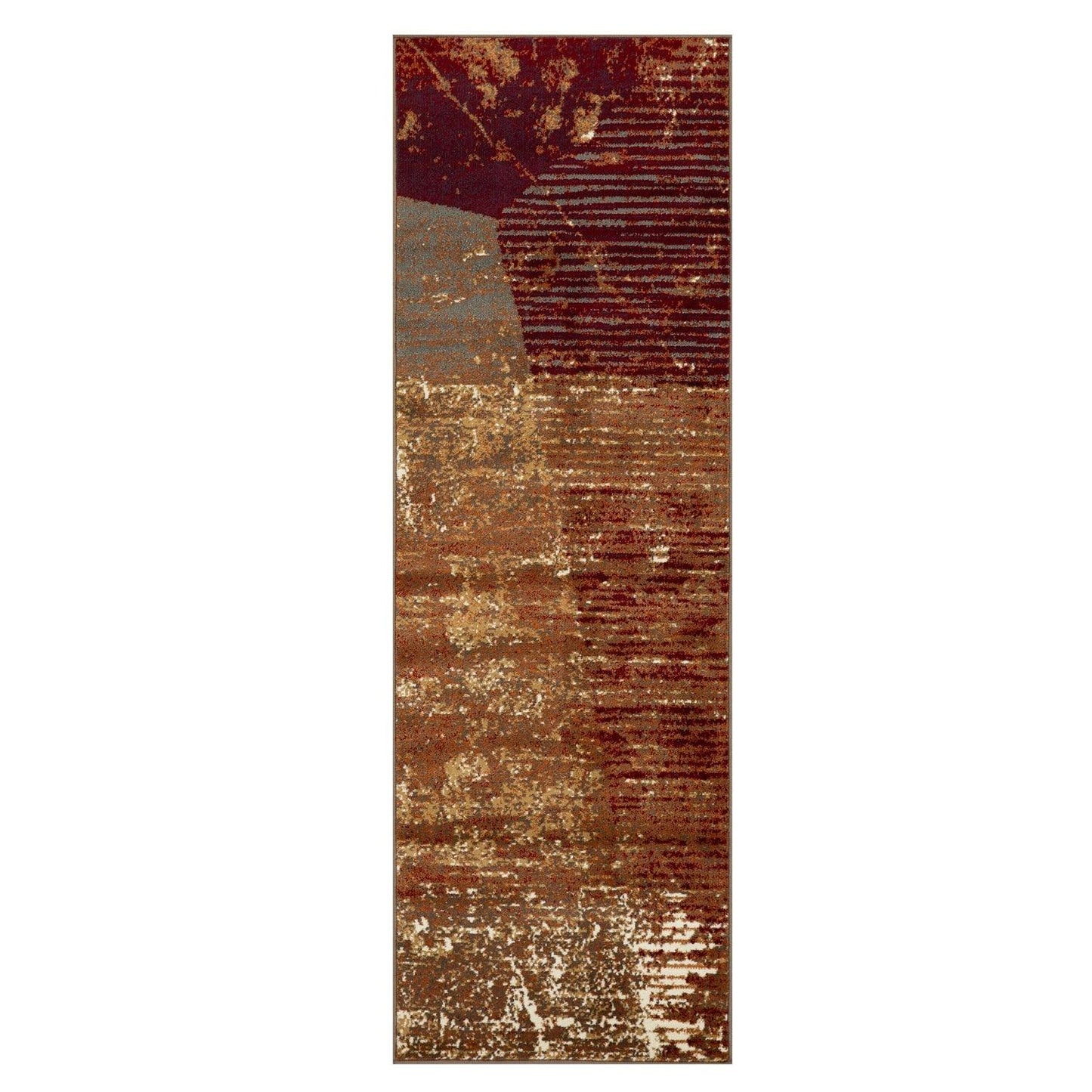 Superior Mabel Abstract Contemporary Indoor Area Rug or Runner  -Brown-Rust