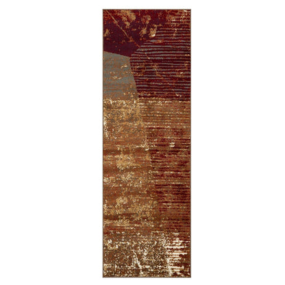 Superior Mabel Abstract Contemporary Indoor Area Rug or Runner  -Brown-Rust