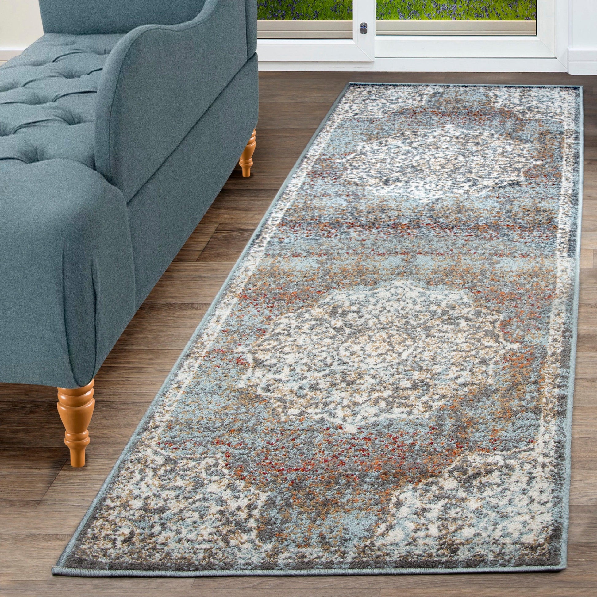 Superior Oriental Medallion Oxidized Area Rug - Blue