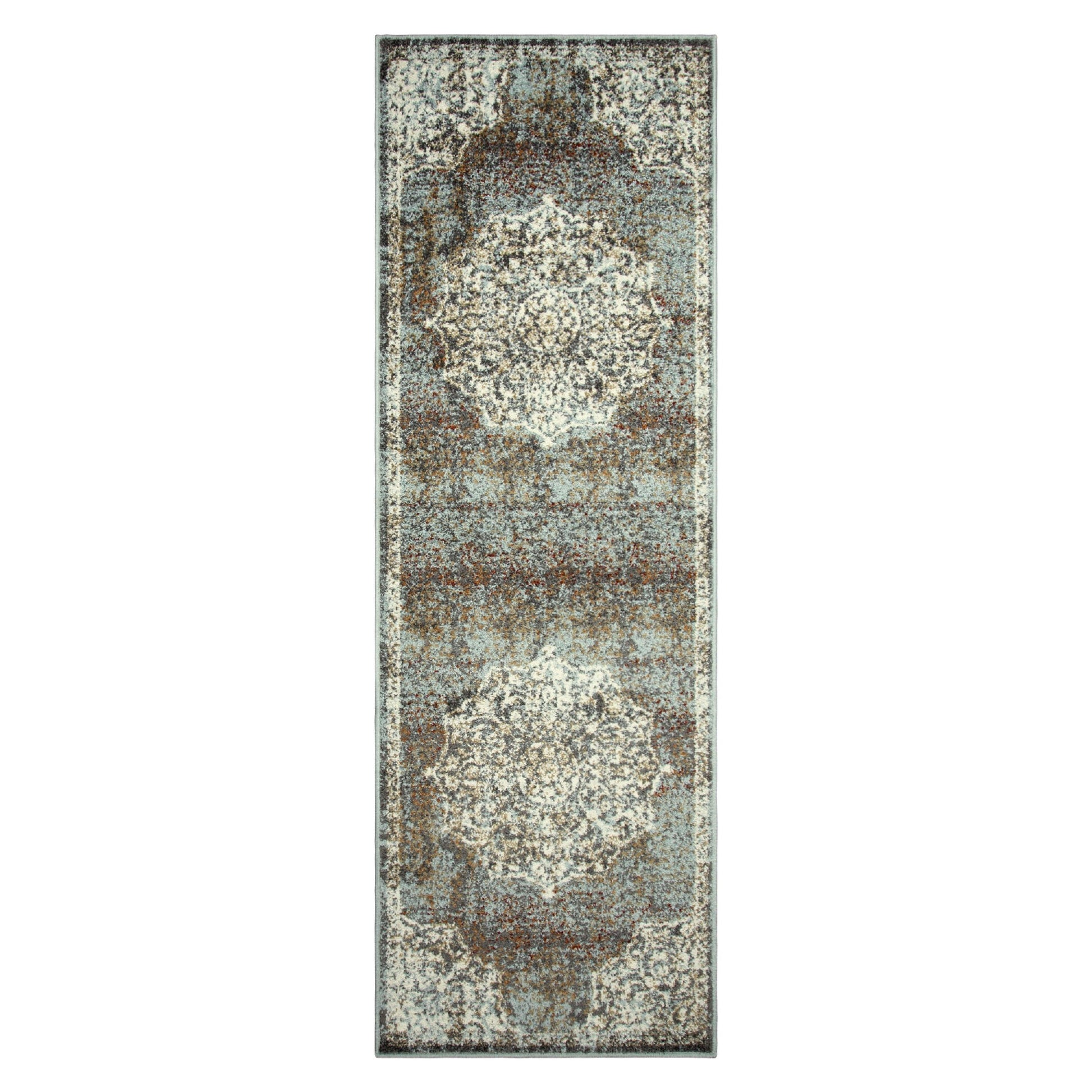 Superior Oriental Medallion Oxidized Area Rug - Blue