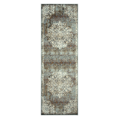 Superior Oriental Medallion Oxidized Area Rug - Blue
