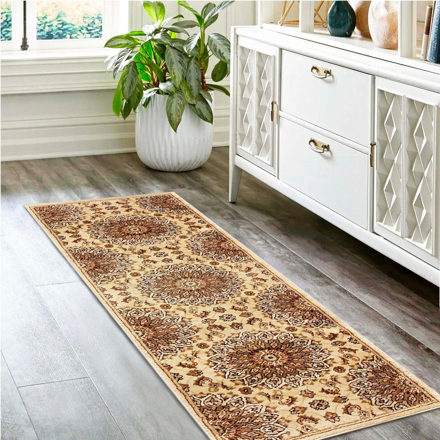 Superior Marigold Floral Medallion Area Rug  -Multi-Color