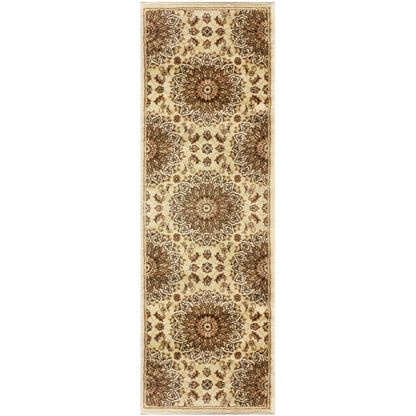 Superior Marigold Floral Medallion Area Rug  -Multi-Color