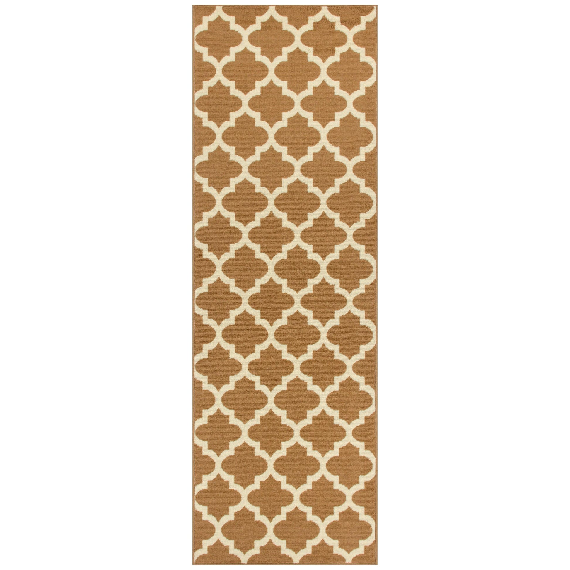  Superior Modern Quatrefoil Geometric Lattice Indoor Area Rug - Camel