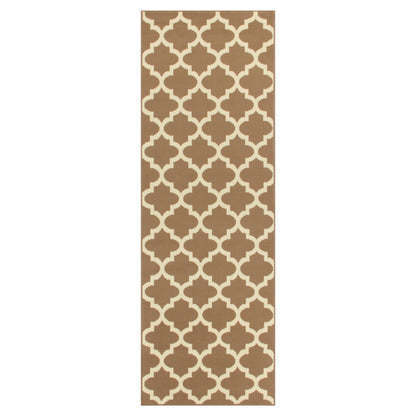  Superior Modern Quatrefoil Geometric Lattice Indoor Area Rug - Caramel
