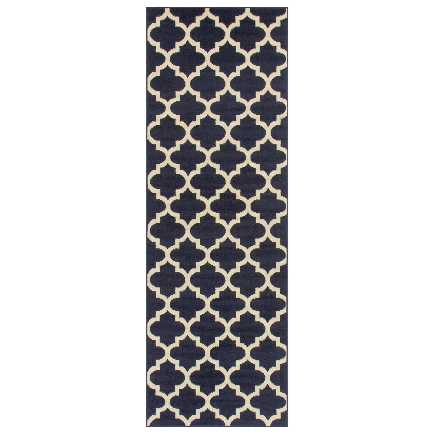 Superior Modern Quatrefoil Geometric Lattice Indoor Area Rug - Midnight Blue