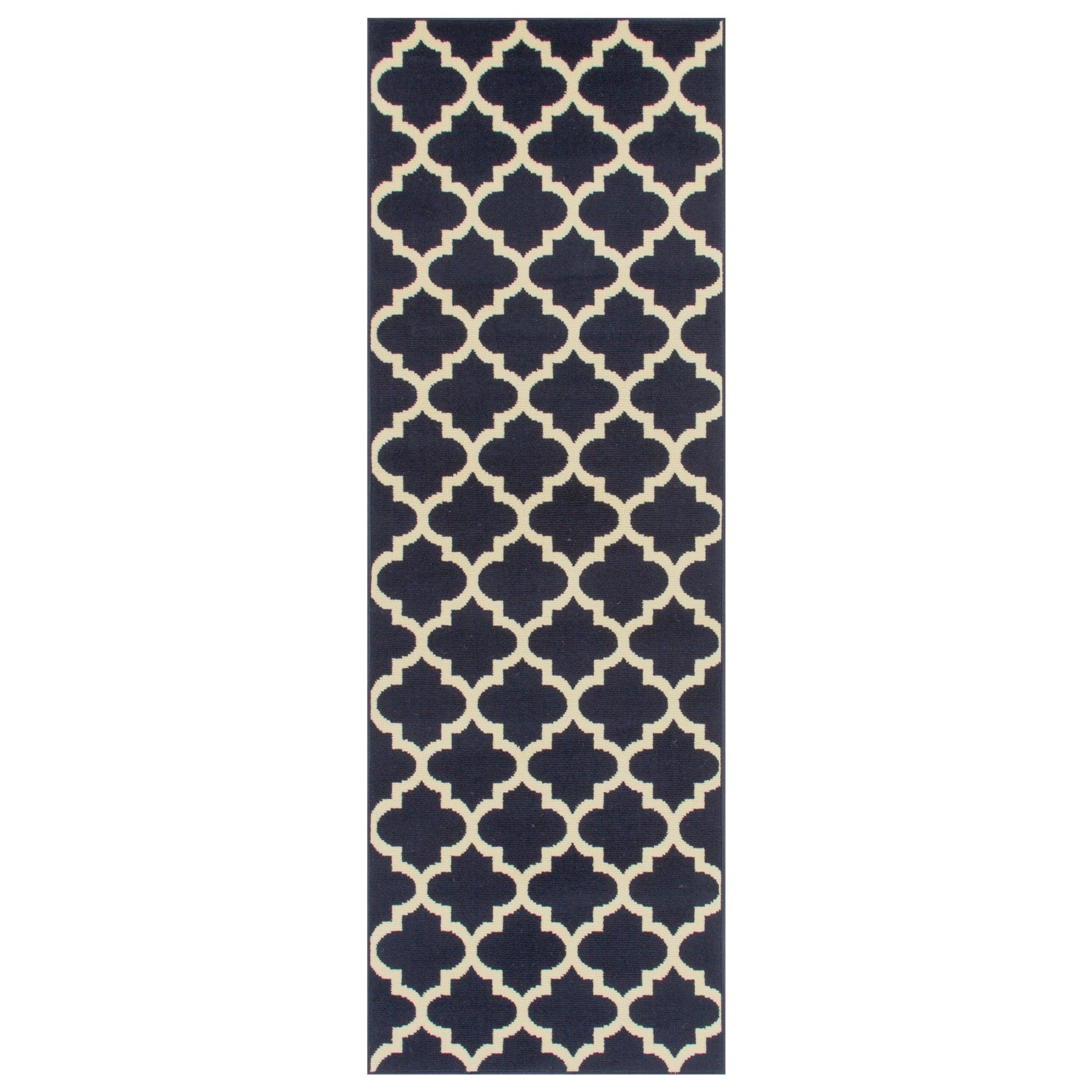 Superior Modern Quatrefoil Geometric Lattice Indoor Area Rug - Midnight Blue