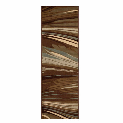 Ondes Abstract Power-Loomed Indoor Area Rug or Runner Rug - Taupe