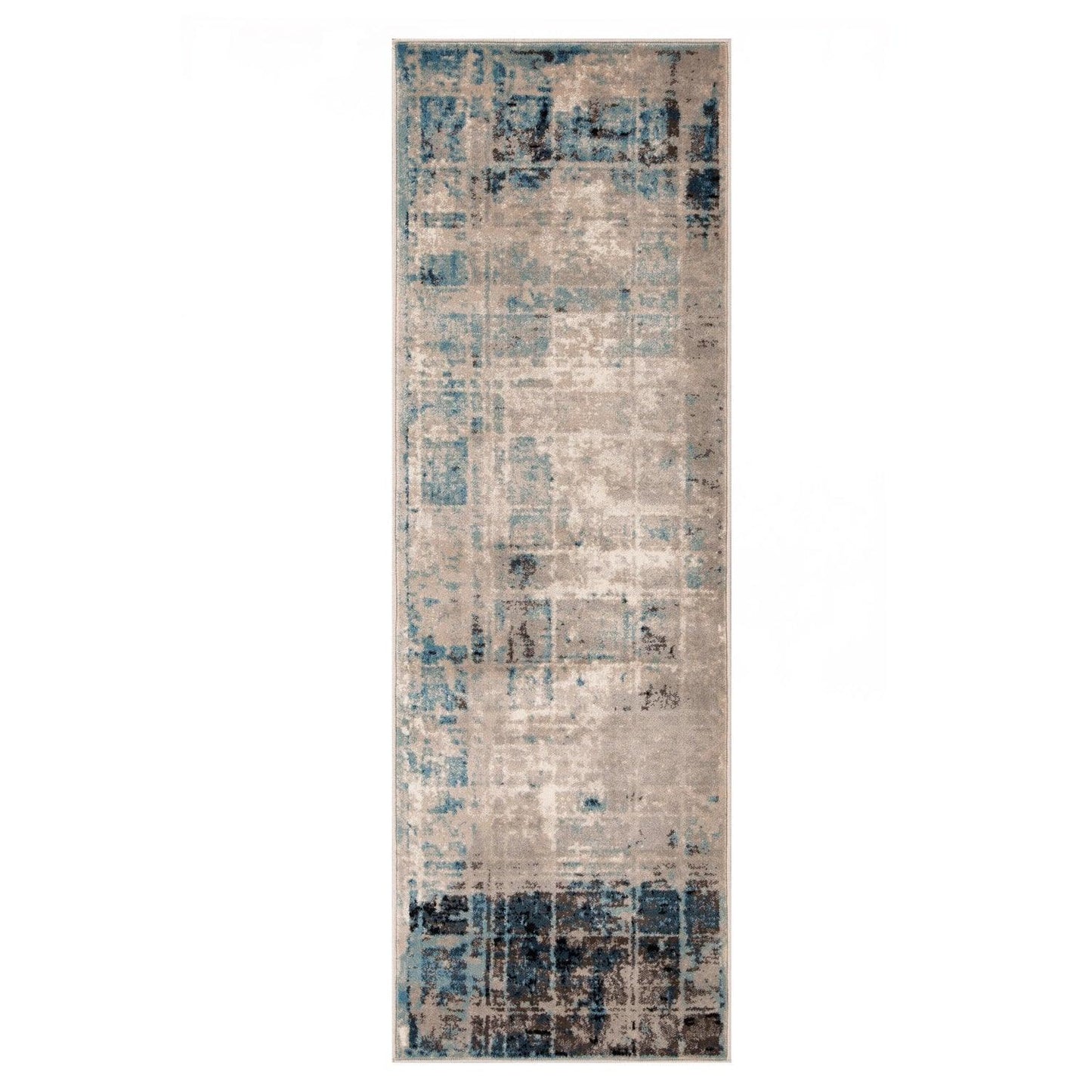 Superior Palani Washed Abstract Indoor Area Rug or Runner - Blue-Cream