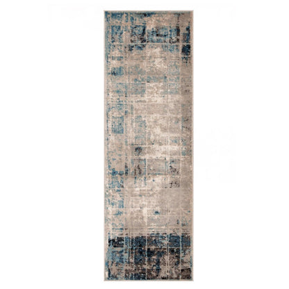 Superior Palani Washed Abstract Indoor Area Rug or Runner - Blue-Cream