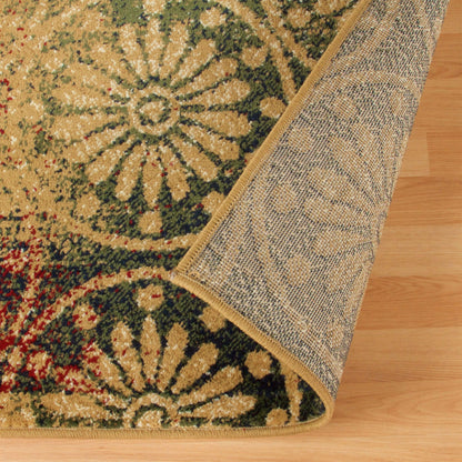 Superior Patchwork Transitional Geometric Floral Medallion Indoor Area or Runner Rug - Multi-Color