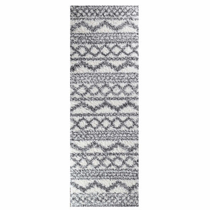  Superior Geometric Bohemian Indoor Plush Shag Area Rug - Black-Cream