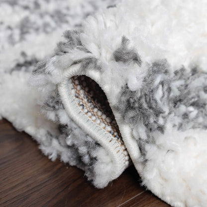  Superior Geometric Bohemian Indoor Plush Shag Area Rug - Black-Cream