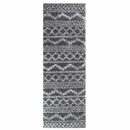  Superior Geometric Bohemian Indoor Plush Shag Area Rug - Cream-Black